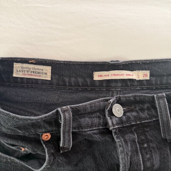 Levi's Ribcage Straight Ankle Jeans - Washed Black-Size 26 - Picture 6 of 9